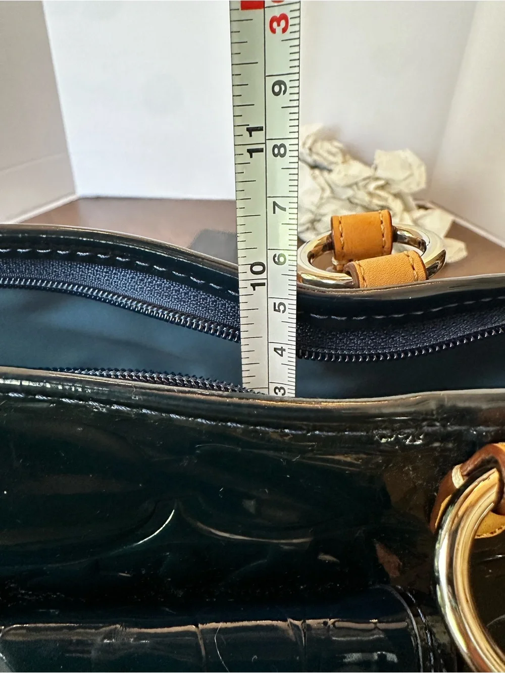 COACH Leah Rich Navy Patent Leather Tote w/ Hang Tag